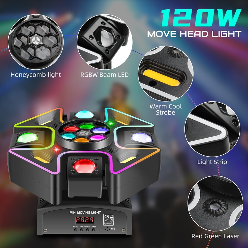 Sklydron Moving Head DJ Lights,120W LED Stage Light with RGB