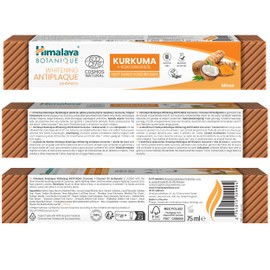 Ecocert Cosmos Natural Certified Himalaya Botanique Whitening Antiplaque Toothpaste Curcuma + Coconut Oil for Brighter Teeth | Prevents Cavities, Refreshes Breath, 75 ml