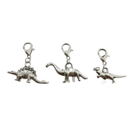 3pcs in set Dinosaur Clip on Charm, Planner/Zipper Pull/Bag Charm/Case/Lanyard Charm, Stitch Marker, Dino Jewelry