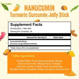 NANOCUMIN Turmeric Curcumin Jelly Stick 30ea, Mango Flavor - 60mg Curcuminoids for 1 Stick - Delicious and Easy - 20g x 30 Days, 21.16 oz
