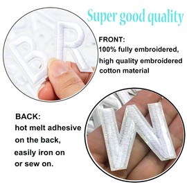 GYGYL Iron on Letters Patches, 9Pcs of 2 Inch White Letter "A" Patches, Alphabet Embroidered Patch for Clothes, Dress, Hat, Socks, Jeans, DIY Accessories