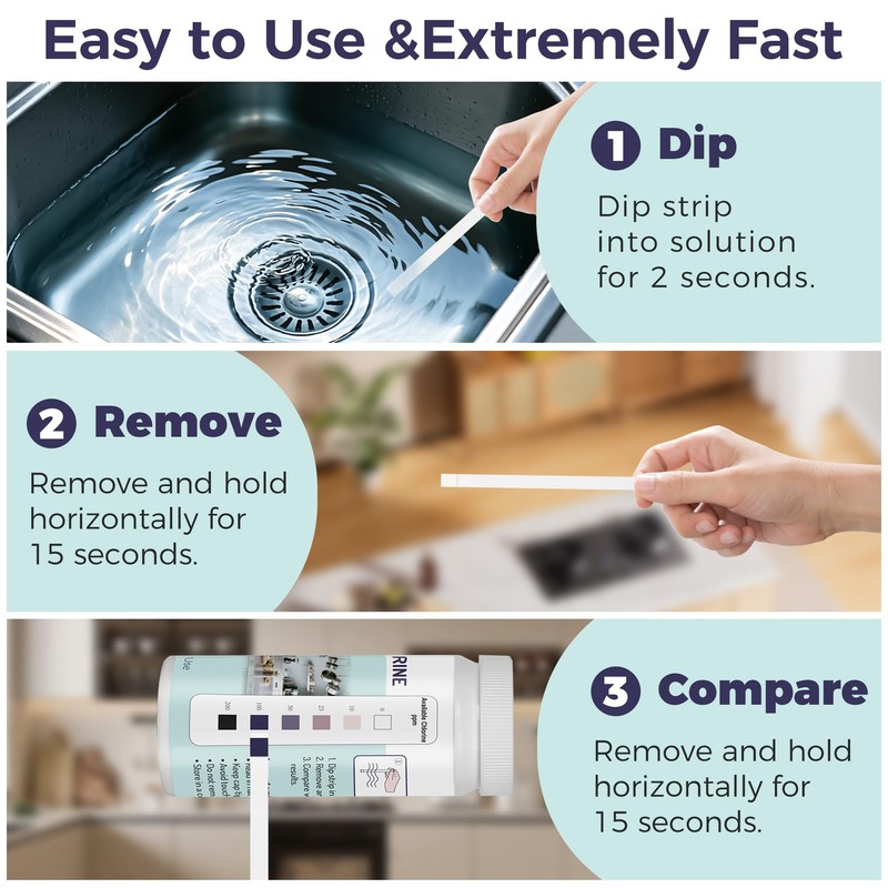 200 Chlorine Test Strips for Food Services, 0-200 ppm Sanitizer