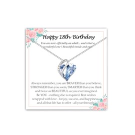 YBISNAIRE 18th Birthday Gifts for Girls, Blue Heart Necklace for 18 Year Old Girls Birthday Gifts for Girl Birthdays Jewellery Presents for Daughter Granddaughter Friend Teenage BFF Sister Niece