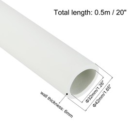 sourcing map Pipe Insulation Foam Tube Lagging Insulation Pipe 32mm(1 1/4") ID 42mm OD 20" Heat Preservation for Handle Grip Support,White