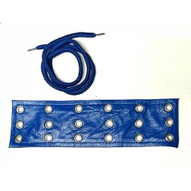 AK MANI USA Genuine Leather Motorcycle Chaps Extender With Laces New Blue Color 9"