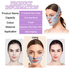 UEIOAVL Face Tightening Bands, 2 Pieces Reusable V-Line Mask, Lifting Mask, Double Chin Reducer (Grey)