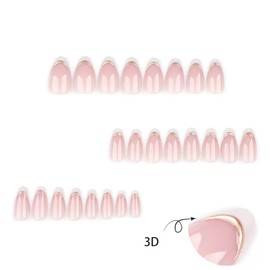 Solid color pressed fake nails, shiny pure white, with laser film, simple and fashionable, daily exquisite, 24 pieces