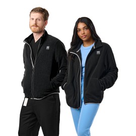 Peelz Jamie Polar Fleece Jacket for Men & Women - Full Zip Unisex Long Sleeve, Soft Fabric & 2 Pockets, Comfort Fit, Black, Medium