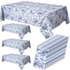 Ganeen 12 Pcs Blue Floral Plastic Table Cloths Vintage Flower