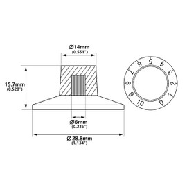 Banworks Guitar Control Knobs Metric 18-Spline 2 Tone 2 Volume Knobs Speed Knobs Aluminum Top Witch Hat Knobs 6mm (15/64") for Epiphone Les Paul SG Electric Guitars 4Pcs JT/XN-14 White + Black Number
