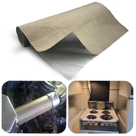 DEGEOBERLIN Titanium Adhesive Backed exhaust heat shield 12'' X 24'' for wall behind grill 2500 Degrees High Temp Protection Material Thermal Barrier Blanket Mat