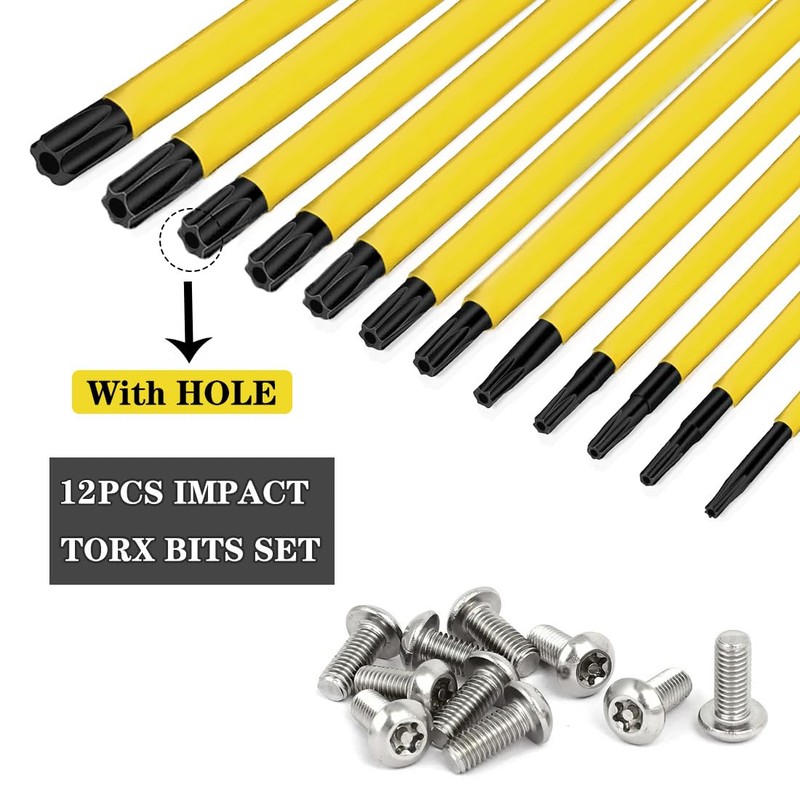 Saipor 12PCS T7-T40 Torx Screwdriver Bit Set 6 Inch /