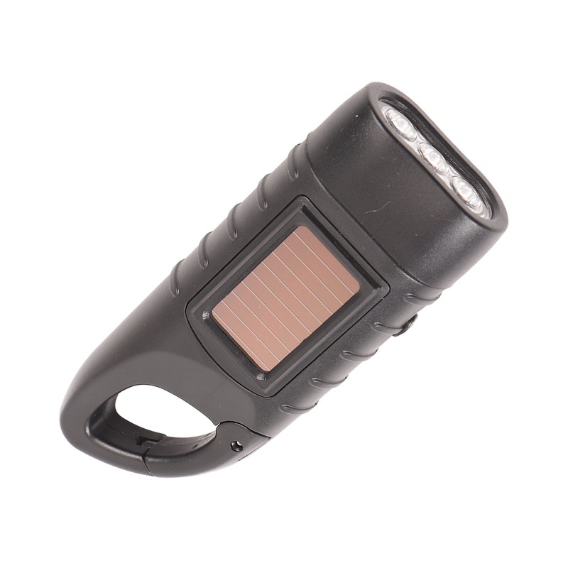 Hand Crank Solar Powered Rechargeable Flashlight Mini Solar Flashlight for