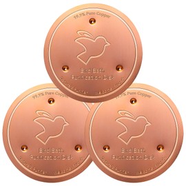 Mellbree 3-Pack Bird Bath Copper Disk, 0.6mm Reinforced 99.99% Pure Copper Cleaning Disk with Triple-Point Support for Physical Safe Clean Water All-Season