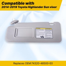 HHENGYISOUL Car Sun Visor for Toyota Highlander 2014-2019,Left Driver Side Sun Visor Replacement for Toyota Highlander 2014 2015 2016 2017 2018 2019,74320-48500-E0,Grey