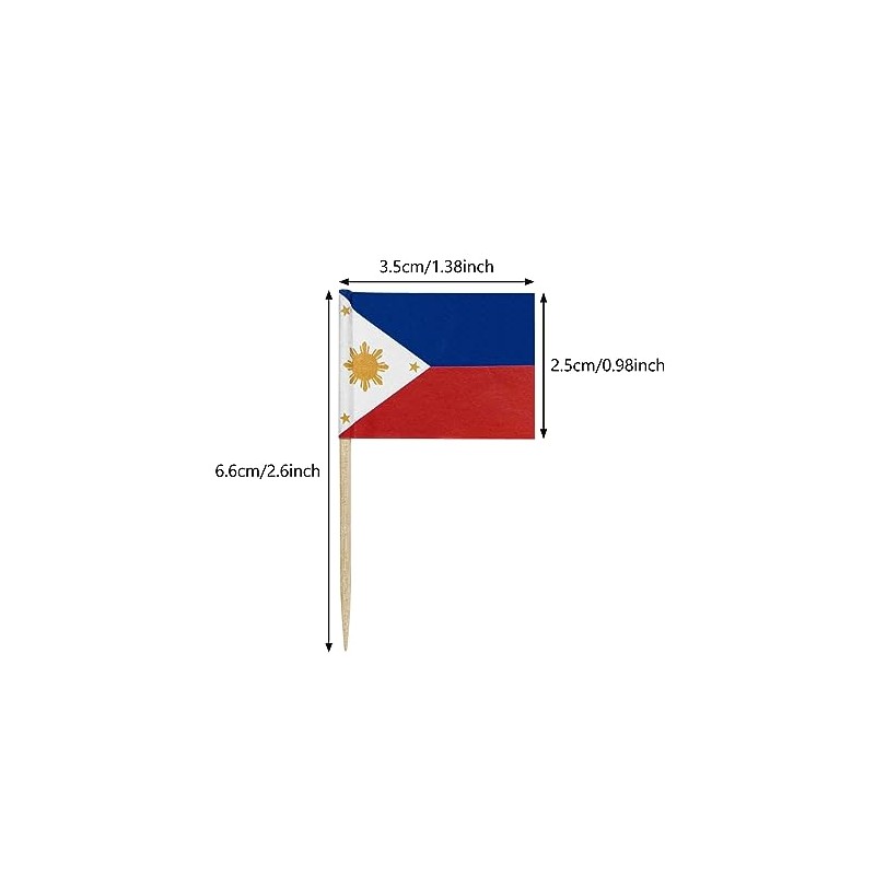 100 Pcs Philippines Flag Filipino Toothpick Flags, Small Mini Stick