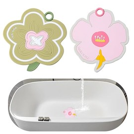 (2 pieces) Flower-shaped silicone bathtub drainage cover - bathtub plug drainage plug, bathtub drainage plug, suitable for bathroom, children's bathroom necessities, children's bathtub accessories (2)
