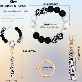 BIHRTC Silicone Beaded Keychain Bracelet Wristlet Pocket Credit Card Holder Purse Tassel Key Chain Bangle Key Ring Keychain Bangle for Women