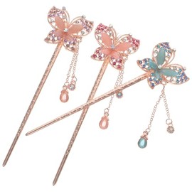 Baluue 3 Piezas Palillos para el Cabello de Vintage, Horquillas de Aleación Elegantes para Moños, Accesorios de Peinado Chino Tradicional para Mujeres y Novias, Regalo Retro para Pelo Largo