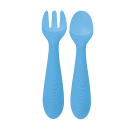 Nuby Silicone Easy Grip Fork & Spoon Set, 12+m in Blue