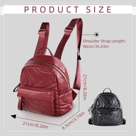 WisePoint Mini Women Backpack, Fashion PU Leather Back Pack with Side Pockets, Casual Ladies Backpack for Daily Use (Red)