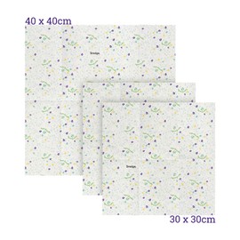 Smidge Vegan Wax Wraps Kitchen Set of 3 Reusable & Compostable 100% Organic and Washable Food Storage Eco-Friendly, Patterned