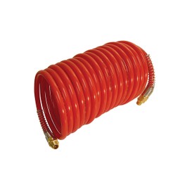 TOPRING 11.421 MAXPRO Nylon Self-Storing Spiral Recoil Air Compressor Hose with Brass Fittings, 200 PSI, 1/4 I.D. X 12.5 FT. X 1/4(M) NPT, Series 11