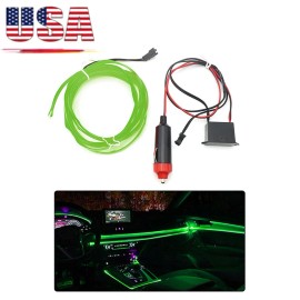 Unbranded 2M Green Car Interior EL Wire String Strip Cold Light Set for Car Dash Decor 12V