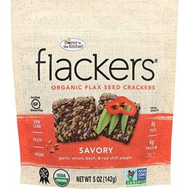 Doctor In The Kitchen, Flackers Organic Flax Seed Crackers, Savory Flaxseed (4-Pack)