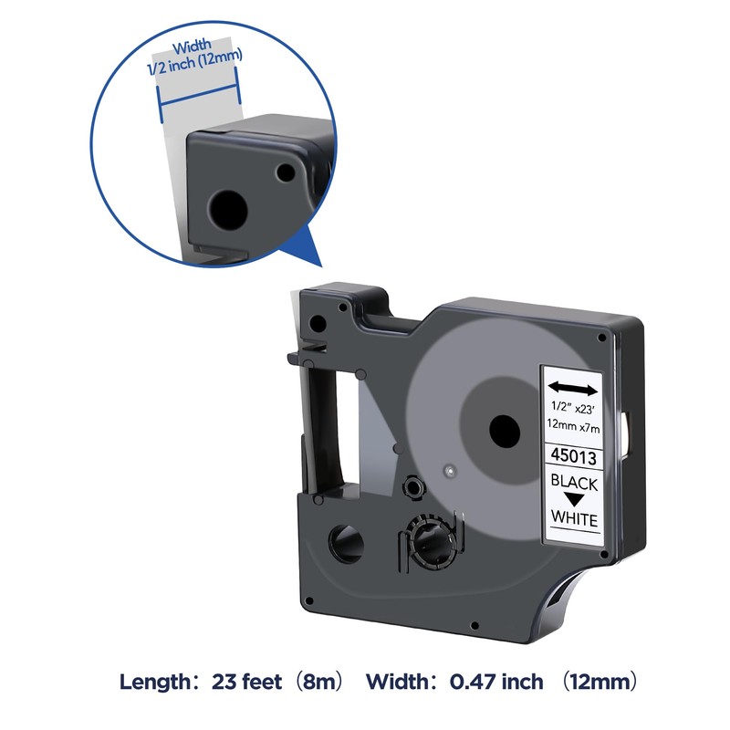 6-Pack Compatible with Label Maker Refills D1 Label Tape 45013