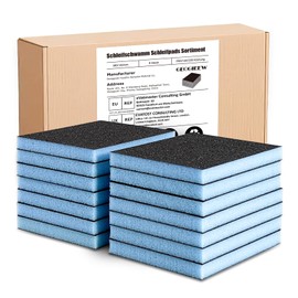 Pack of 9 Sanding Sponge, P60 Grit Sanding Block, Soft Foam Sand Block Wet Dry Sandpaper for Model Drywall Metal Wood Furniture Polishing (Blue)