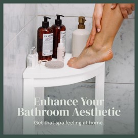 ROHKEX Corner Shower Stool HDPE - Waterproof Shower Bench for Shaving Legs - Easily Assembled Shower Organizer - Shower Seat for Inside Shower (White)