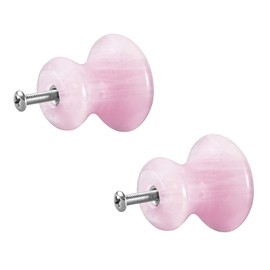 mookaitedecor 2 Pieces Crystal Mushroom Cabinet Knobs with Screws Knob and Drawer Handles Polished Stone for Kitchen Cabinet Kitchen Quartz Pink