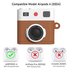 OETKER Compatible Airpods 4 Case, Cute Camera Design Airpods 4th Generation Cases Cover for Men Women with Keychain & Cleaner Kit, Soft Silicone Shockproof Protective iPods Cover for airpods 4 Gen