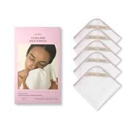 Waschies Fine Face Wipes - Set of 5 Beige/White - Hygienic for Drying - Reduces Skin Irritation - Gentle & Hypoallergenic - Washable, Reusable & Sustainable - For All Skin Types