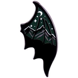 ACOTAR Dragon Wing Moon Stars Snow Mountain Night Sky Court Thorn Roses Book Fantasy Series 1.4" Enamel Pin Badge