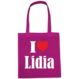 Reifen-Markt Tasche I Love Lidia Größe 38x42 Farbe Pink Druck Weiss
