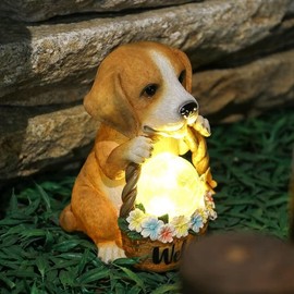 HONGYAN Figurine Light, Solar Light, Outdoor, Waterproof, Garden Light, Ornament, Atmosphere, Decorative Light, Solar Gardening, Gardening, Miscellaneous Goods, LED, Entryway, Sidewalk, Gift, Warm