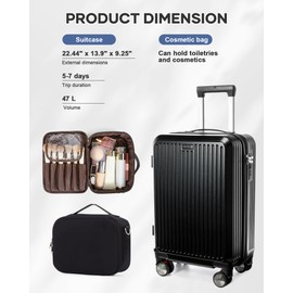Vacuum Carry on Luggage with TSA lock for Men & Women, 20 Inch Medium Size Overhead Luggage Airline Approved,Hard Shell Rolling Suitcase with Spinner Wheels, Lightweight Travel Suitcase(Black)