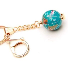 Natural Stone Globe Keychain (Each Color)> Pierce ■ 10 Colors to Choose from ■ Power Stone [Peerth Shop] (Orange)