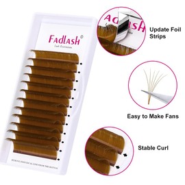Volume Lash Extensions 0.07 C Curl Eyelash Extension 8-14mm Mixed Tray Easy Fan Lashes Faux Mink Brown Eyelash Extension by FADLASH (0.07-C, 8-14mm Mixed)