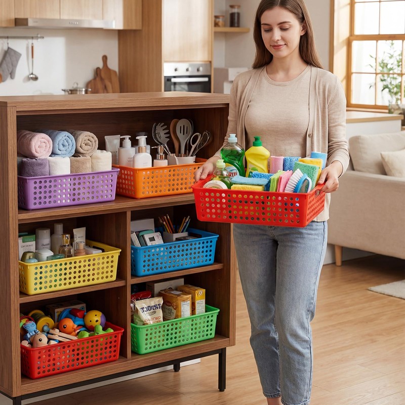 6 Pack Classroom Paper Basket, A4 Organizing Boho Trays for