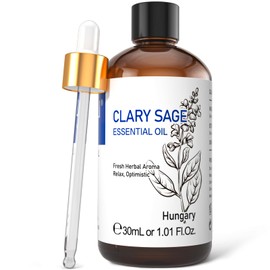 HIQILI 1 Fl Oz Clary Sage Oil Essential Oil, 100% Pure Undiluted for Diffuser, Aromatherapy - 30ml