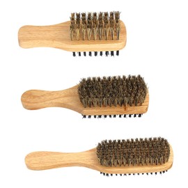 OHPHCALL Beard Cleaning Brush Kit 3pcs Beard Grooming Brush for Men Salon Double-Sided Natural Boar Bristles Wooden Handle