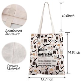 TGBJE Pilates Instructor Definition Gift Fitness Teacher Appreciation Tote Bag Yoga Lover Gift (C Pilates Tote)
