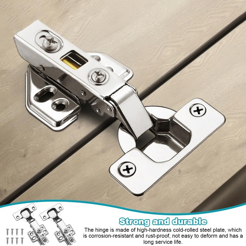 Set of 6 Cabinet Hinges Kitchen Cupboard Hinges with Screws