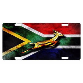 South Africa Flag Custom License Plate African Emblem Springbok Version