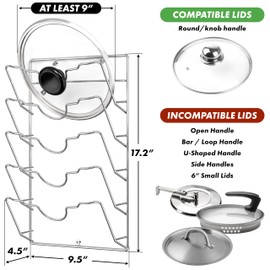 Simple Houseware Wall Door Mounted Pot Lid Rack, Chrome Finish