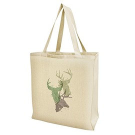 GRAPHICS & MORE Deer Heads Trio Design Hunting Hunter Camouflage Grocery Travel Reusable Tote Bag