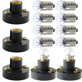 MEETOOT Set of 10pcs Screw Mini Bulb 2.5V and 5pcs E10 Mini Bulb Holder Black Plastic Pure Brass Lamp Bases Student Experiment Lighting DIY Accessories Screw Type Bulb Socket